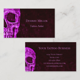 Cartão De Visita Compro de Tatuagem Gótica Crânio Rosa Borgonha