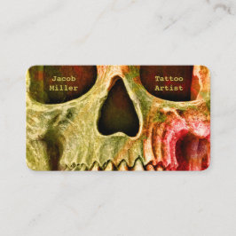 Cartão De Visita Compro de Tatuagem Verde Vermelha com o Crânio Gót