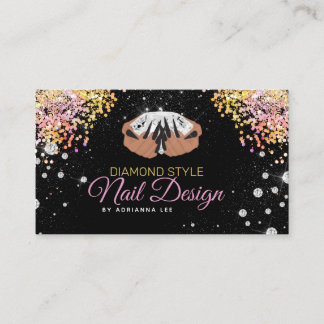 Cartão De Visita Compro de unhas do logotipo Nail Technician Diamon
