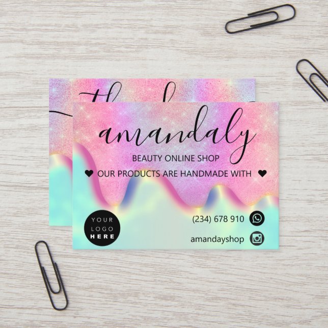 Cartão De Visita Compro Hológrafo Obrigado Desconto Sereia Rosa Ros (Frente/Verso In Situ)