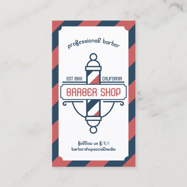 Cartão De Visita Compro Pole Vintage Barber (Frente)