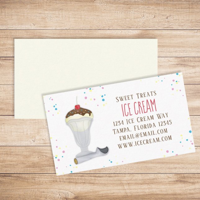 Cartão De Visita Compro Simples Moderno de Sorvete Vanilla Minimali (Criador carregado)