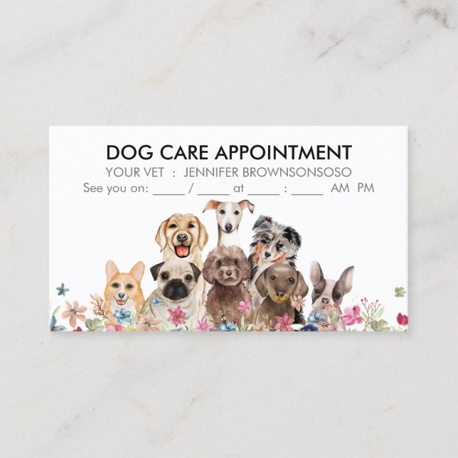 Cartão De Visita Compromisso Boho Chic para Cães (Frente)