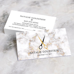 Cartão De Visita Compromisso de Hairstylist com Tesouras Douradas P