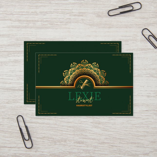 Cartão De Visita Compromisso de Stylist de Cabelo Elegante e Clássi (Frente/Verso In Situ)