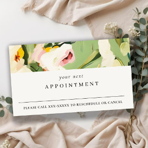 Cartão De Visita Compromisso Floral Pintado Cor-de-Rosa Verde Boho