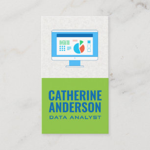Cartão De Visita Computador com Gráficos  Analista de informação