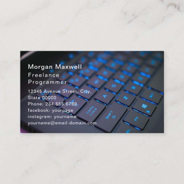 Cartão De Visita Computer Programmer Business Card Light Circuits (Frente)