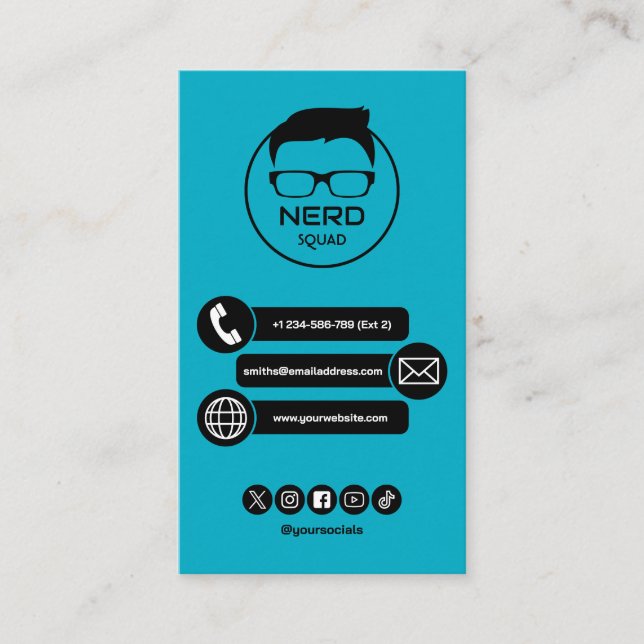 Cartão De Visita Computer Tech Guy Nerdy Business Card (Frente)