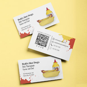Cartão De Visita Conectar-se a mim com o código QR Simples Hot Dog