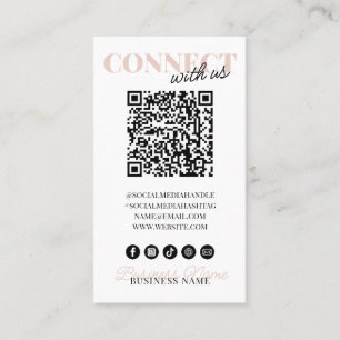 Cartão De Visita Conectar-se com a empresa de script rosa moderno d