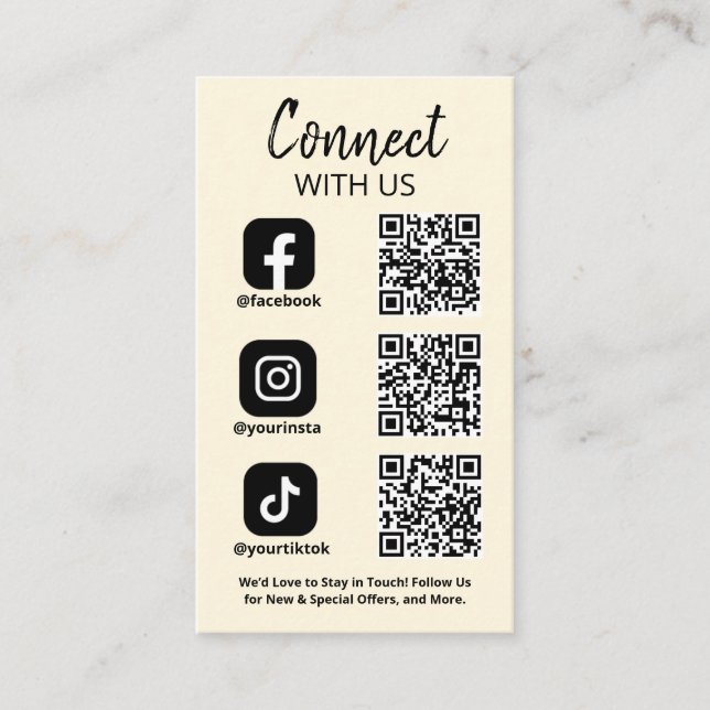 Cartão De Visita Conectar-se com o código QR da mídia social (Frente)