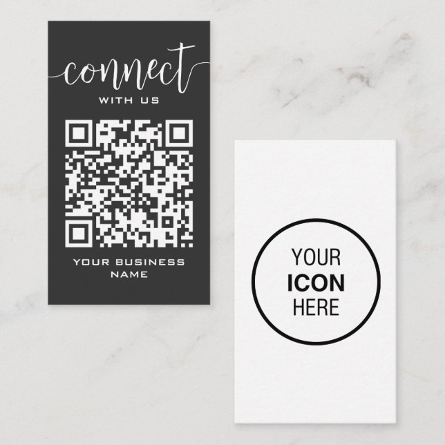 Cartão De Visita Conecte-Se Com A Cinza Escura De Código Qr Dos Eua (Frente/Verso)