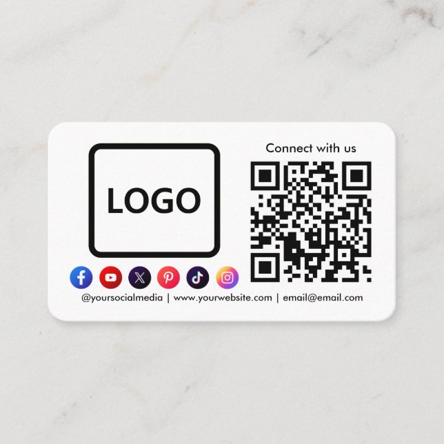 Cartão De Visita Conecte-se com a tendência de código QR de mídia s (Frente)