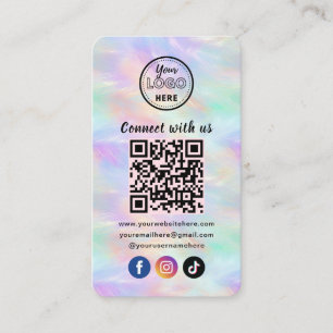 Cartão De Visita Conecte-se com o código QR do Na moda Opal Iridesc