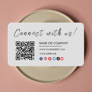 Cartão De Visita Conecte-se com o logotipo Código Qr Cinza de Mídia