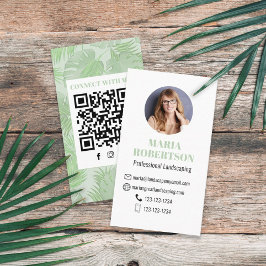 Cartão De Visita Conecte-se comigo | Código QR Folhas de Palm de Mí