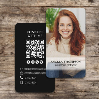 Cartão De Visita Conecte-se Comigo | Código QR Simples Foto Moderna