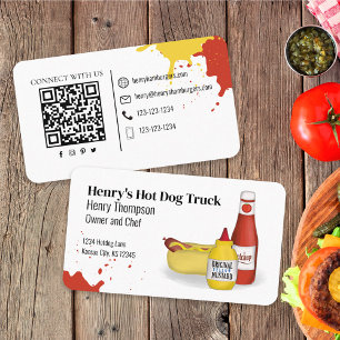 Cartão De Visita Conecte-se Comigo   Código QR Simples Hotdog Moder