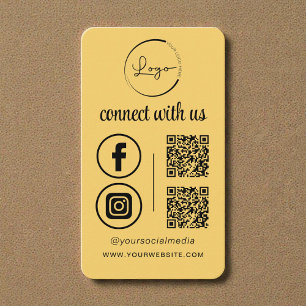 Cartão De Visita Conecte-se Conosco Código QR Amarelo