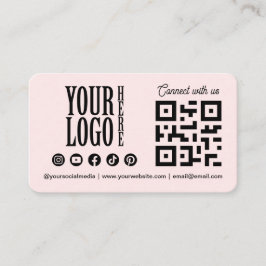 Cartão De Visita Conecte-se conosco Código QR de Mídia Social Rosa 