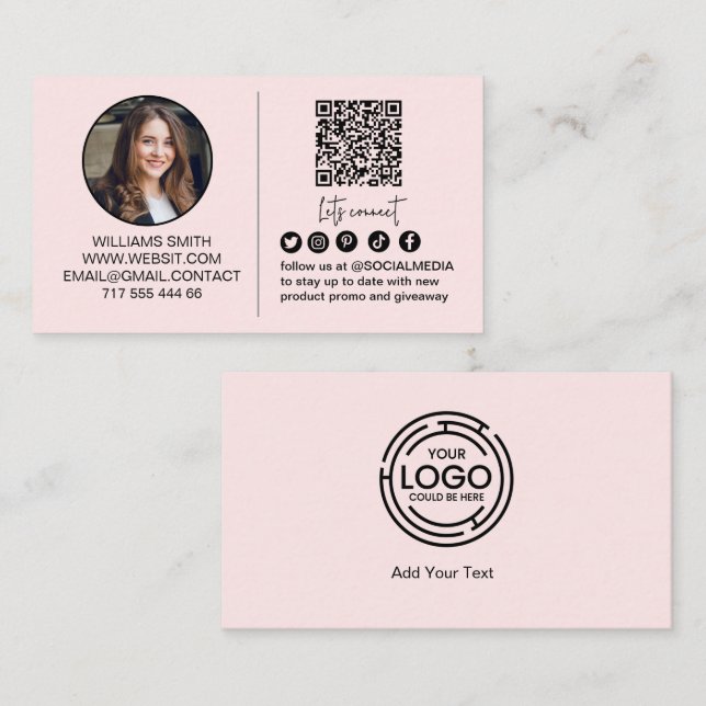Cartão De Visita Conecte-se Conosco Código Qr Logo Foto Empresa Ros (Frente/Verso)