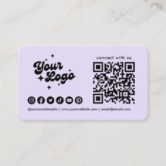 Cartão De Visita Conecte-se Conosco Código Qr Logo Roxo Lilás