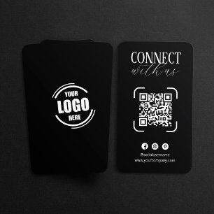 Cartão De Visita Conecte-se Conosco Código QR Preto Branco Mídias S