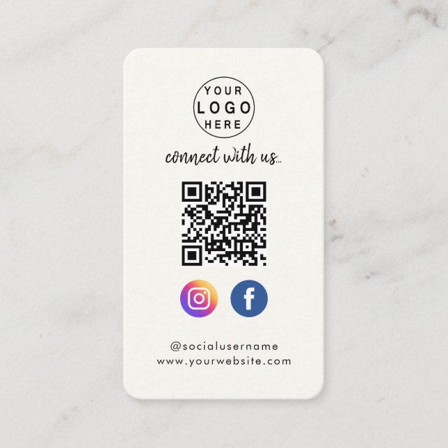 Cartão De Visita Conecte-se conosco | Creme branco do código QR das (Frente)