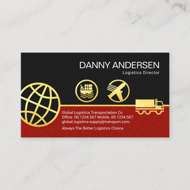 Cartão De Visita Conexão de Logística Global da WWW do Land Sea Air (Frente)