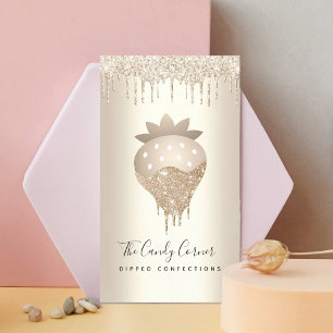 Cartão De Visita Confecção de Chocolate de Morango com Glitter Dour