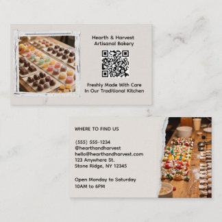 Cartão De Visita Confeitaria Candies com imagem e código QR