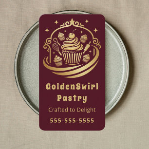 Cartão De Visita Confeitaria Caseira de Cupcake de Luxo Chef de Con