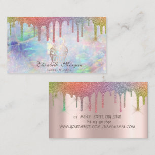 Cartão De Visita Confeitaria Chic Cupcake Rainbow Drips Opal