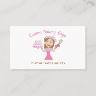 Cartão De Visita Confeitaria de Bolo de Casamento de Mulher Rosa