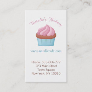 Cartão De Visita Confeitaria de Cupcake com Frosting Rosa Aquarela