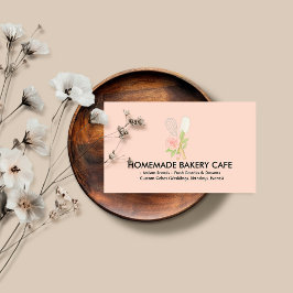 Cartão De Visita Confeitaria Floral Cor-de-Rosa Fofa Catering
