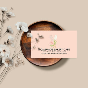 Cartão De Visita Confeitaria Floral Cor-de-Rosa Fofa Catering