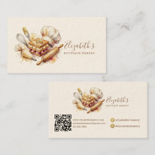 Cartão De Visita Confeitaria Pastry Chef Aquarela Ouro Panificação