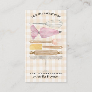 Cartão De Visita Confeiteiro da Gingham Bakery Decoração de Bolo Aq