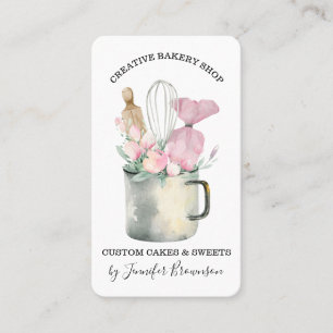 Cartão De Visita Confeiteiro de Padaria Flores Rosa Boho chic