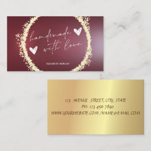 Cartão De Visita Confete Dourado Chic Círculo A Mão Burgundy