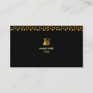 Cartão De Visita Confete Dourado Elegante em Preto