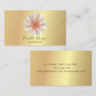 Cartão De Visita Confete Dourado Lótus Chic Profissional Elegante