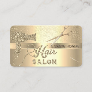 Cartão De Visita Confete Dourado,Tesoura,Secador de Cabelo
