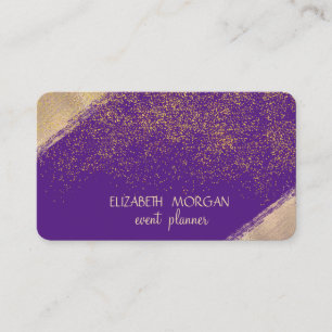 Cartão De Visita Confete Elegante Dourado Falso, Violeta