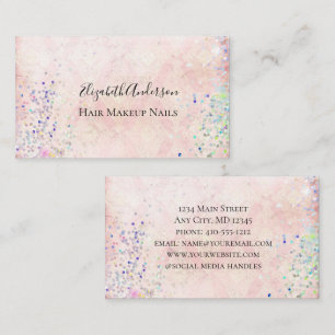 Cartão De Visita Confete Rosa Roxo Feminino Tendência Brilho