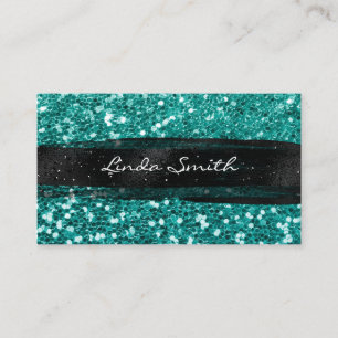 Cartão De Visita Confete Verde Glitter Traços de Pincel Preto