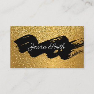 Cartão De Visita Confetti Dourado com brilho Bruto preto