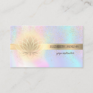 Cartão De Visita Confetti Dourado Elegante,Lotus,Holográfico
